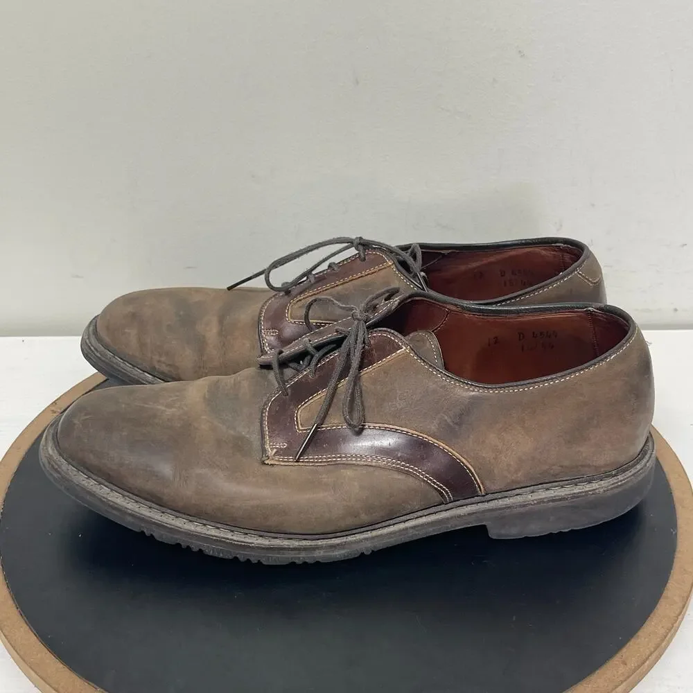 Allen Edmonds Berkshire Oxford Shoes Men 12‎ D Brown Distressed Leather USA Made